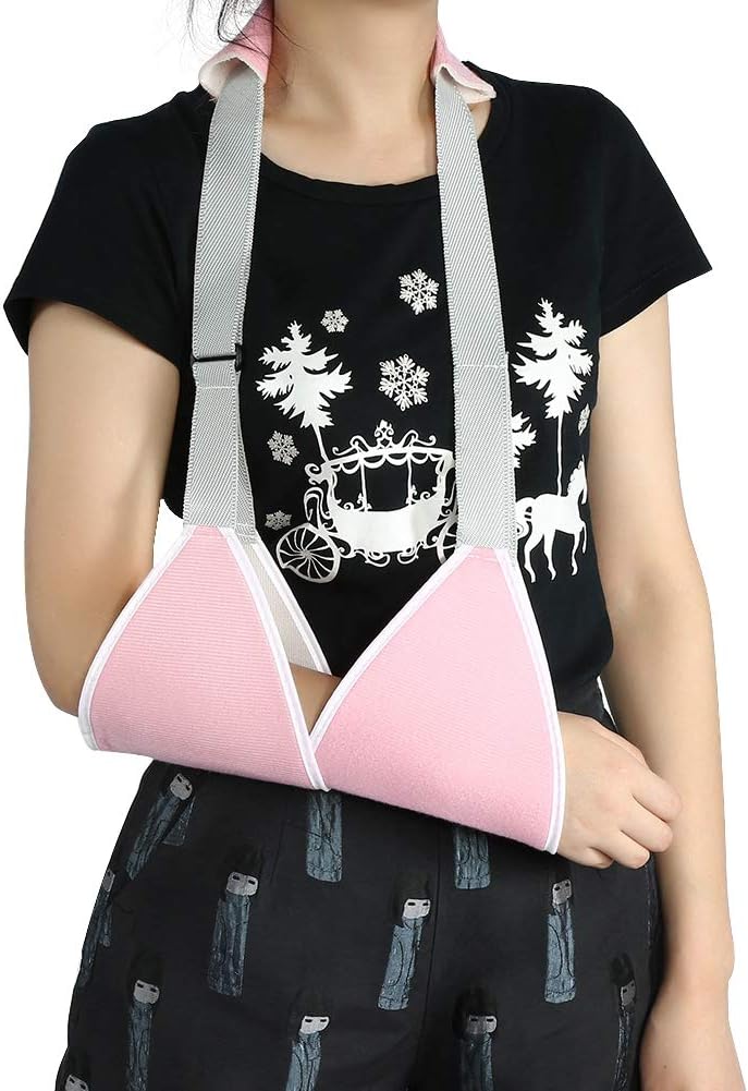 woobles Arm Sling, 2 Colors Adjustable Children Adult Arm Sling Shoulder Support Sprain Fracture Brace Strap for Arm and Upper Arm Fracture, Shoulder Joint Injury(Pink) - Image 1